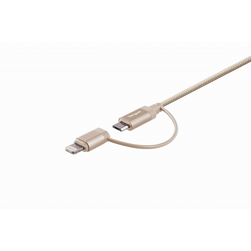 Targus ACC99507AP ALU Series 2-in-1 Lightning and Micro USB Cable (Gold)