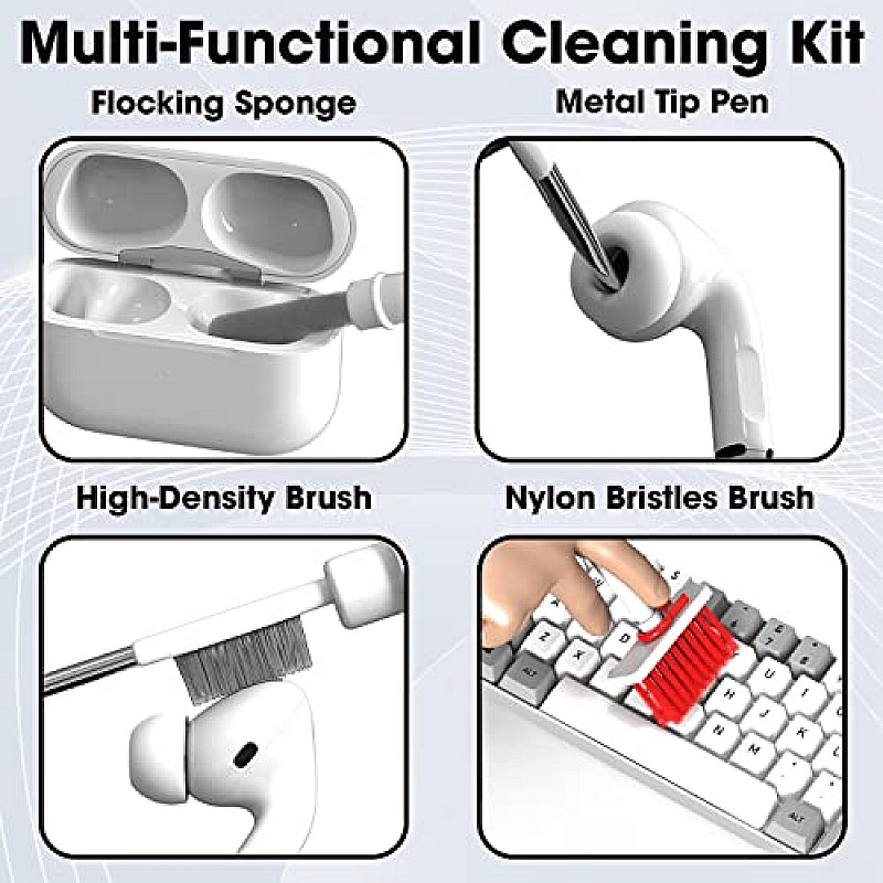 Sounce 8 in 1 Soft Brush Cleaning Tools Kit for Keyboard, Earphone, Laptop, Camera & Lens, LED 