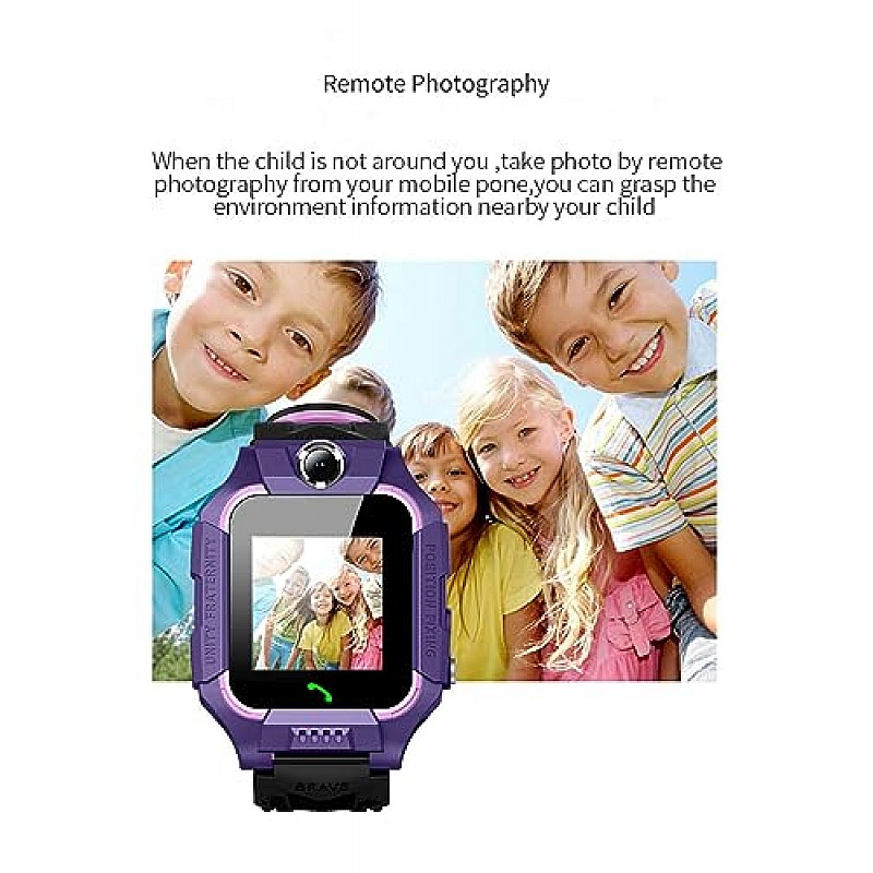 Airtree Kids Tracker Smart Watch with Voice Call, HD Camera, Alarm, Long Battery Kids Watch (Purple)