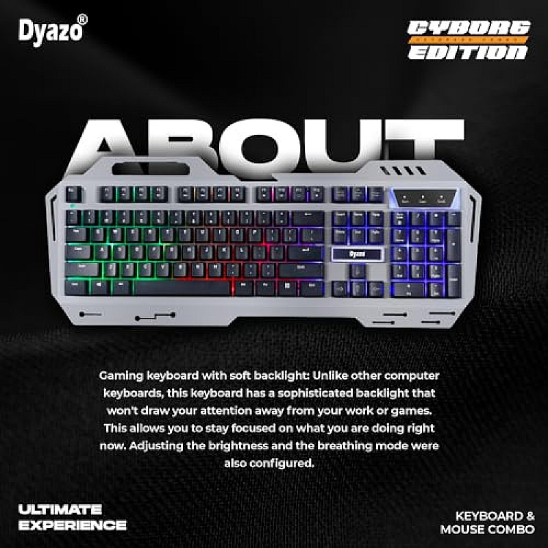 Dyazo Wired Gaming Keyboard and Mouse Combo Static RGB Static Light (only 2 Modes on & Off) for Windows Compatible for PC, Laptop (Black)