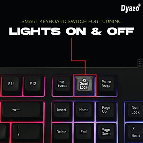 Dyazo Wired Gaming Keyboard and Mouse Combo Static RGB Static Light (only 2 Modes on & Off) for Windows Compatible for PC, Laptop (Black)