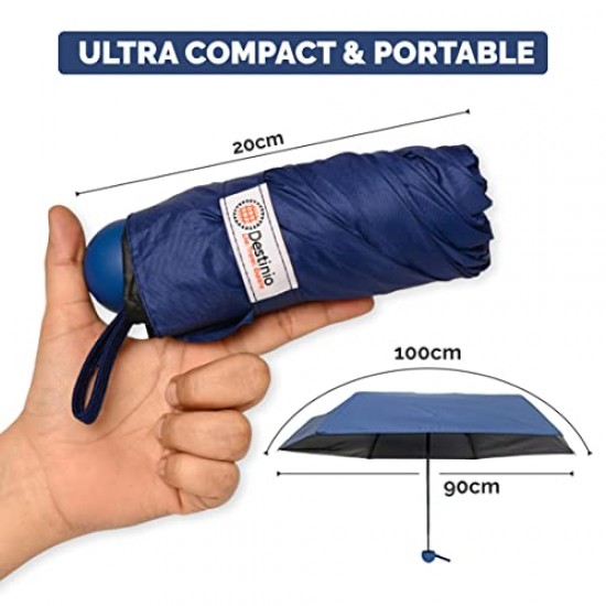 AIRTREE Capsule Umbrella, 5 Fold Manual Open 19 Inch Small Umbrella   (Navy Blue)