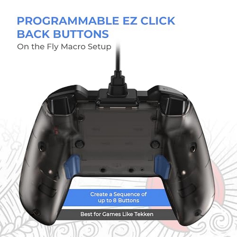 EvoFox Elite X Wireless Gamepad for PC with Dual Vibration Motors, 2 Macro Back Buttons (Blue)