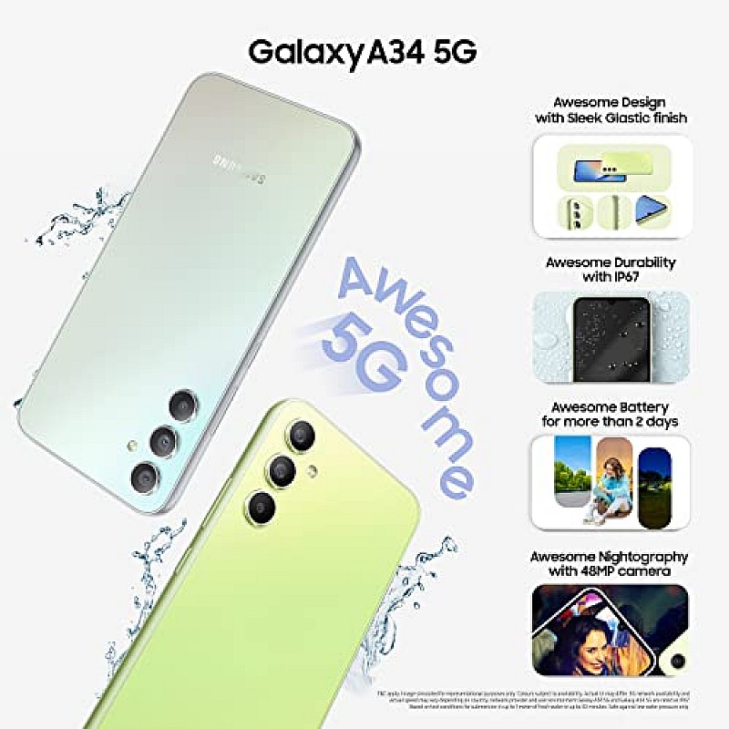 Samsung Galaxy A34 5G (Awesome Lime, 8GB RAM 256GB Storage Refurbished