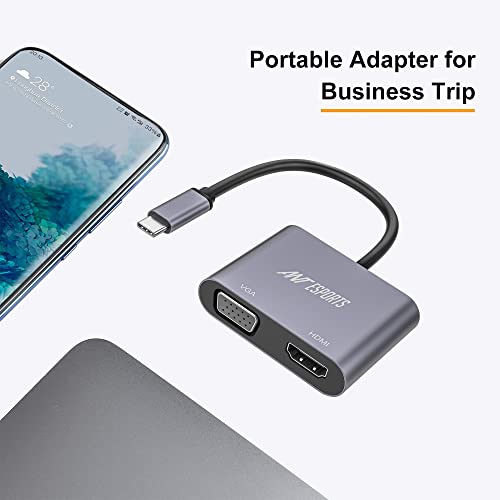 Ant Esports AEC210 2-in-1 USB C to HDMI VGA Adapter, USB C to HDMI 4K 60Hz VGA 1080P 60Hz Converter Silver Grey Ant Esports AEC210 2-in-1 USB C to HDMI VGA Adapter, USB C to HDMI 4K 60Hz VGA 1080P 60Hz Converter Silver Grey