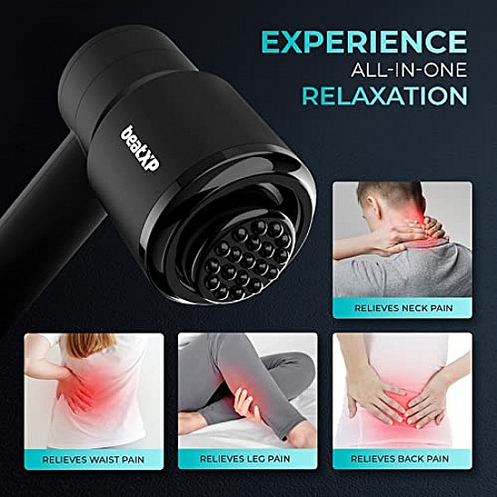 beatXP Blaze Pro Electric Handheld Wireless Full Body Massage Machine With Variable Speed I Massager Machine For Pain Relief Black