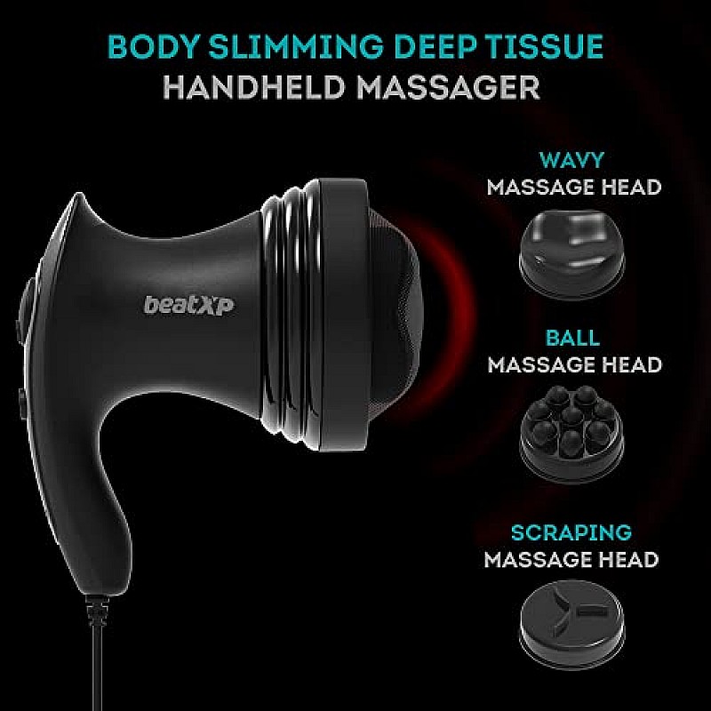 beatXP Blaze Pro Electric Handheld Wireless Full Body Massage Machine With Variable Speed I Massager Machine For Pain Relief Black