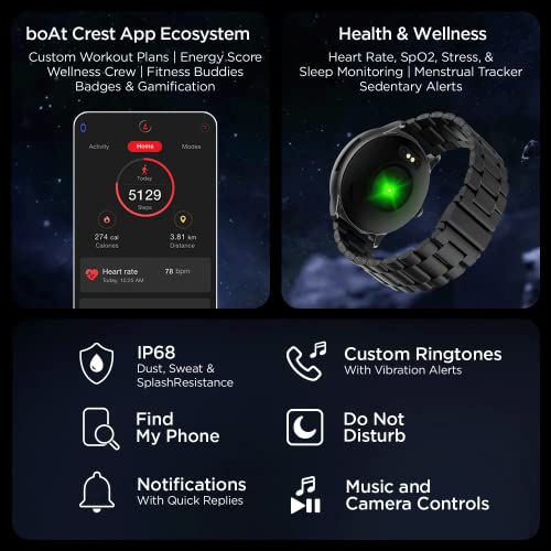 boAt Lunar Call Pro Smart Watch with 1.39 AMOLED Display BT Calling,DIY Watch Face Studio Charcoal Black boAt Lunar Call Pro Smart Watch with 1.39 AMOLED Display BT Calling,DIY Watch Face Studio Charcoal Black