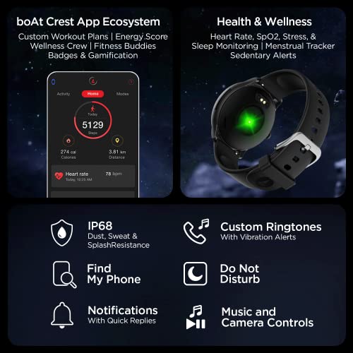 boAt Lunar Call Pro Smart Watch with 1.39 AMOLED Display BT Calling,DIY Watch Face Studio Charcoal Black boAt Lunar Call Pro Smart Watch with 1.39 AMOLED Display BT Calling,DIY Watch Face Studio Charcoal Black