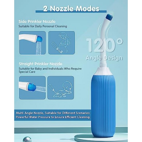 ELECTOMANIA ® 500ML Plastic Retractable Handheld Bidet Portable of Antislip, Bidet Angled Nozzle Spray with Travel Bag (Blue)