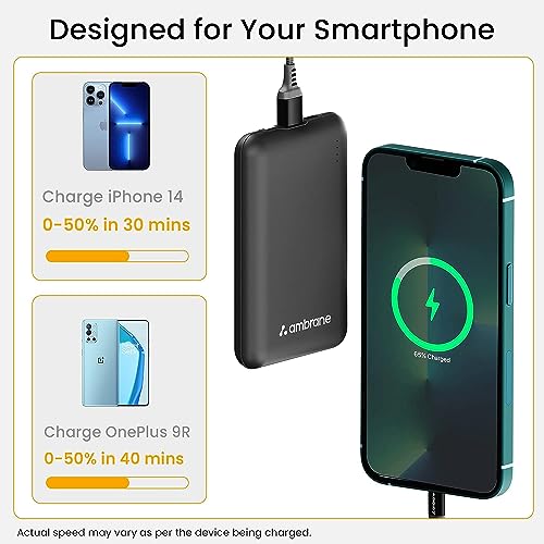Ambrane 10000mAh Slimmest Compact Pocket Friendly Power bank, 22.5W Fast Charging, Black Ambrane 10000mAh Slimmest Compact Pocket Friendly Power bank, 22.5W Fast Charging, Black