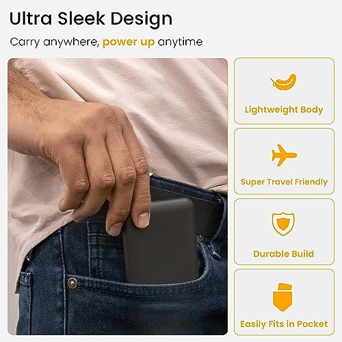 Ambrane 10000mAh Slimmest Compact Pocket Friendly Power bank, 22.5W Fast Charging, Black Ambrane 10000mAh Slimmest Compact Pocket Friendly Power bank, 22.5W Fast Charging, Black