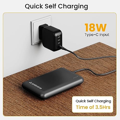Ambrane 10000mAh Slimmest Compact Pocket Friendly Power bank, 22.5W Fast Charging, Black Ambrane 10000mAh Slimmest Compact Pocket Friendly Power bank, 22.5W Fast Charging, Black