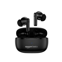 Amazon Basics True Wireless in-Ear Earbuds with Mic, 10MM Dual Drivers, Touch (Black)