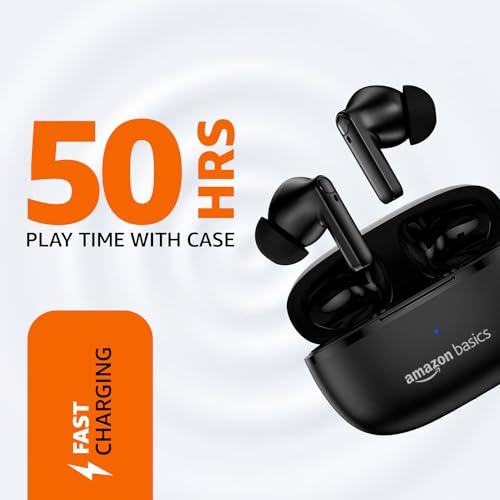 Amazon Basics True Wireless in-Ear Earbuds with Mic, 10MM Dual Drivers, Touch (Black) Amazon Basics True Wireless in-Ear Earbuds with Mic, 10MM Dual Drivers, Touch (Black)
