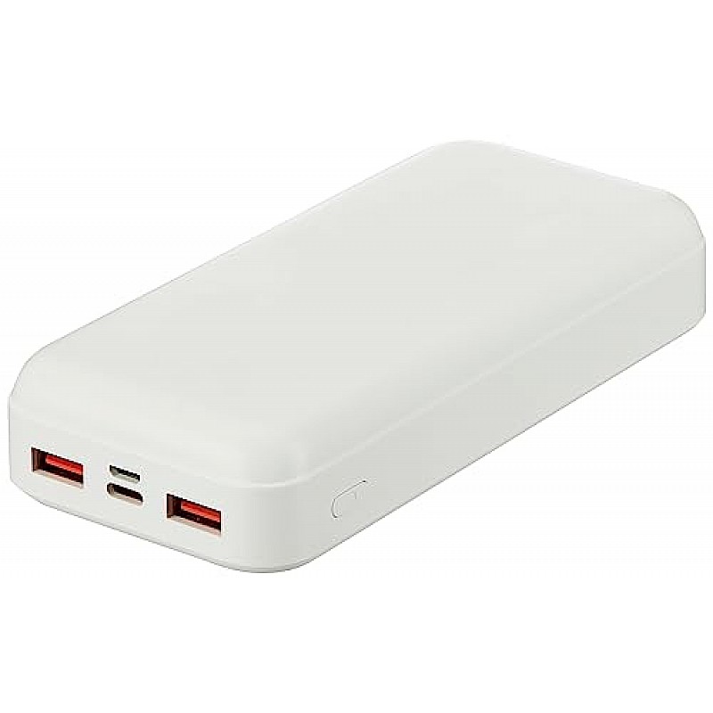 Amazon Basics 20000 mAh 22.5W Fast Charging Lithium Polymer Power Bank with Type C Cable Dual Input, Triple Output White