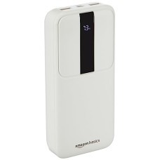 Amazon Basics 20000 mAh 22.5W Fast Charging Lithium Polymer Power Bank with Type C Cable Dual Input, Triple Output White Amazon Basics 20000 mAh 22.5W Fast Charging Lithium Polymer Power Bank with Type C Cable Dual Input, Triple Output White