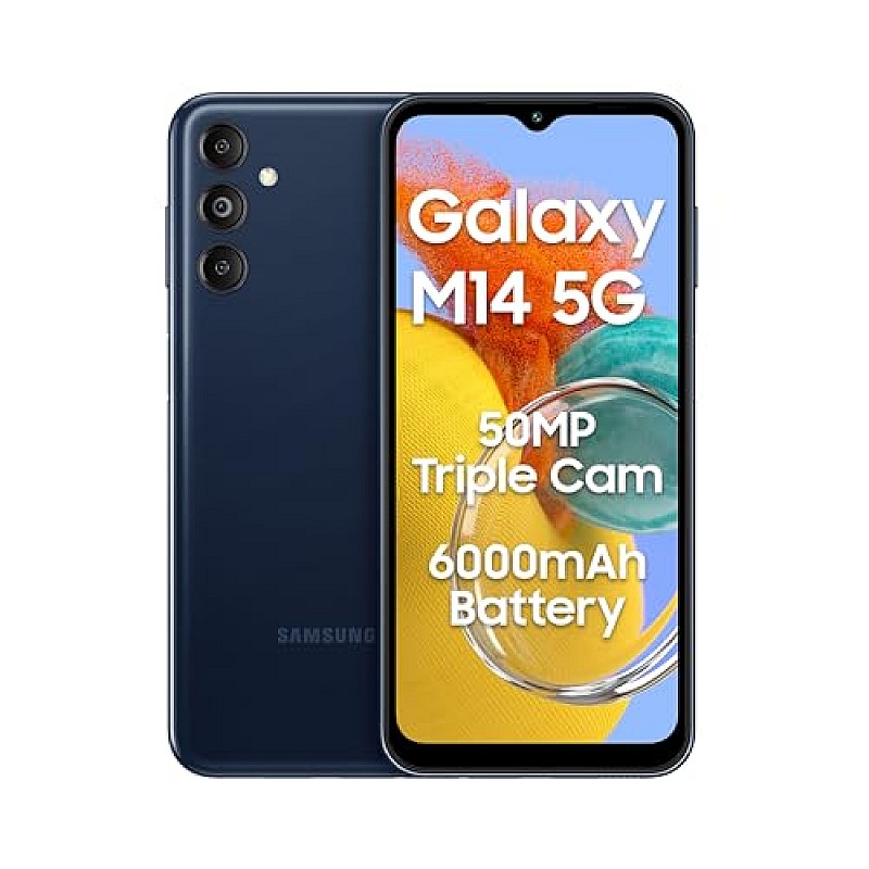 Samsung Galaxy M14 5G (Berry Blue,6GB,128GB)|50MP Triple Cam|Segment's Only 6000 mAh 5G Black