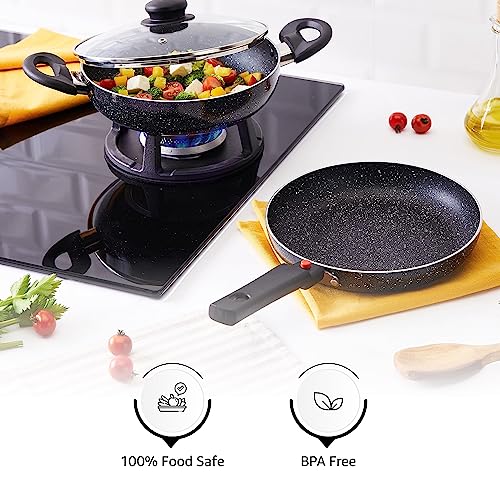 Amazon Brand Solimo Aluminium 3 Piece Non-Stick Cookware Set with Detachable Handle Amazon Brand Solimo Aluminium 3 Piece Non-Stick Cookware Set with Detachable Handle