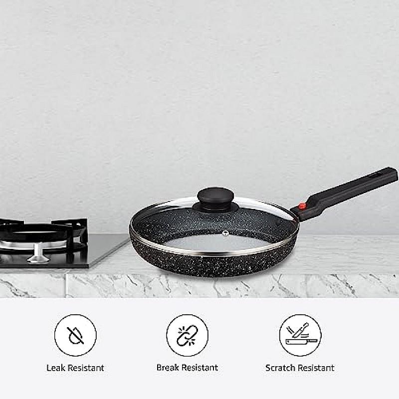 Amazon Brand Solimo Aluminium 3 Piece Non-Stick Cookware Set with Detachable Handle