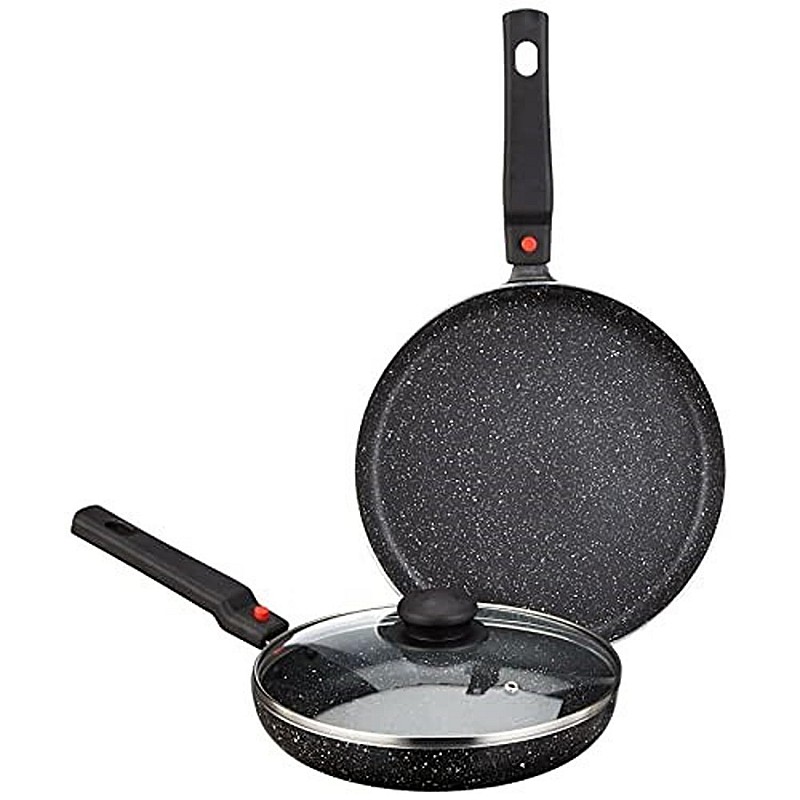 Amazon Brand Solimo Aluminium 3 Piece Non-Stick Cookware Set with Detachable Handle