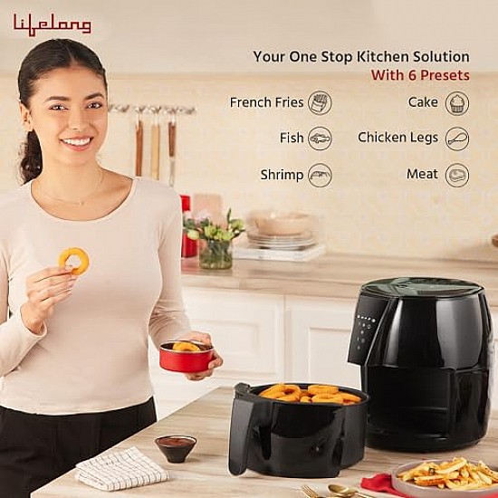 Lifelong Air Fryer 1350W, 4.2L, Air Fryer for Home LLHFD439, Black