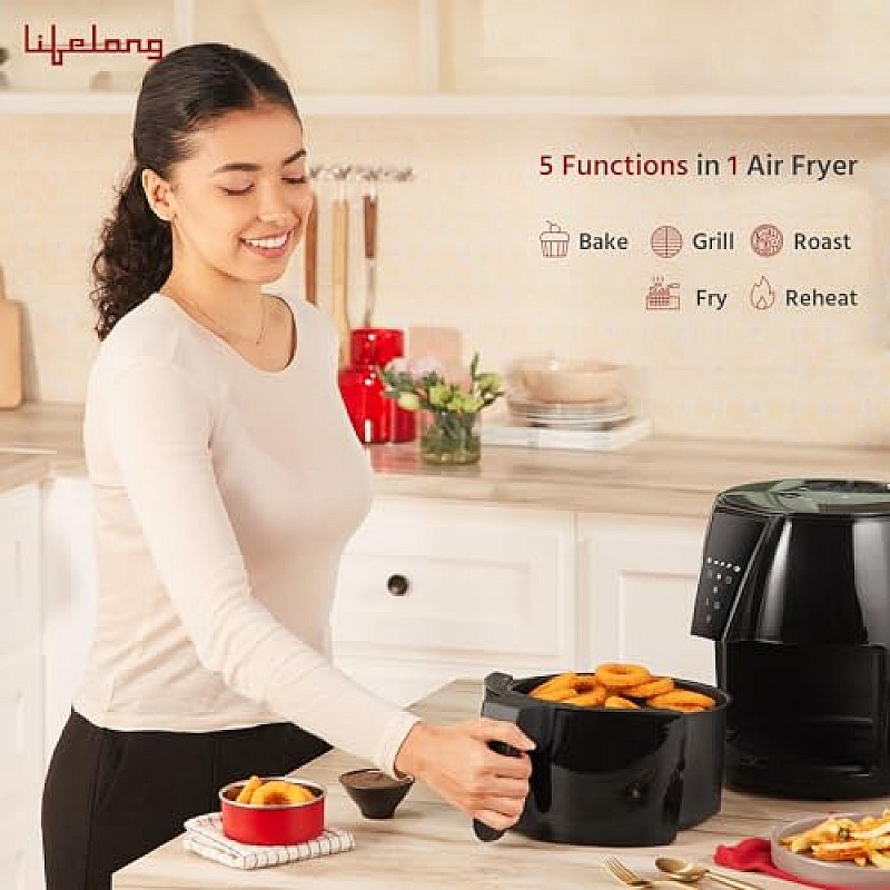 Lifelong Air Fryer 1350W, 4.2L, Air Fryer for Home LLHFD439, Black