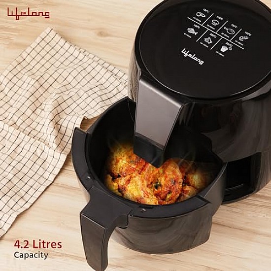 Lifelong Air Fryer 1350W, 4.2L, Air Fryer for Home LLHFD439, Black