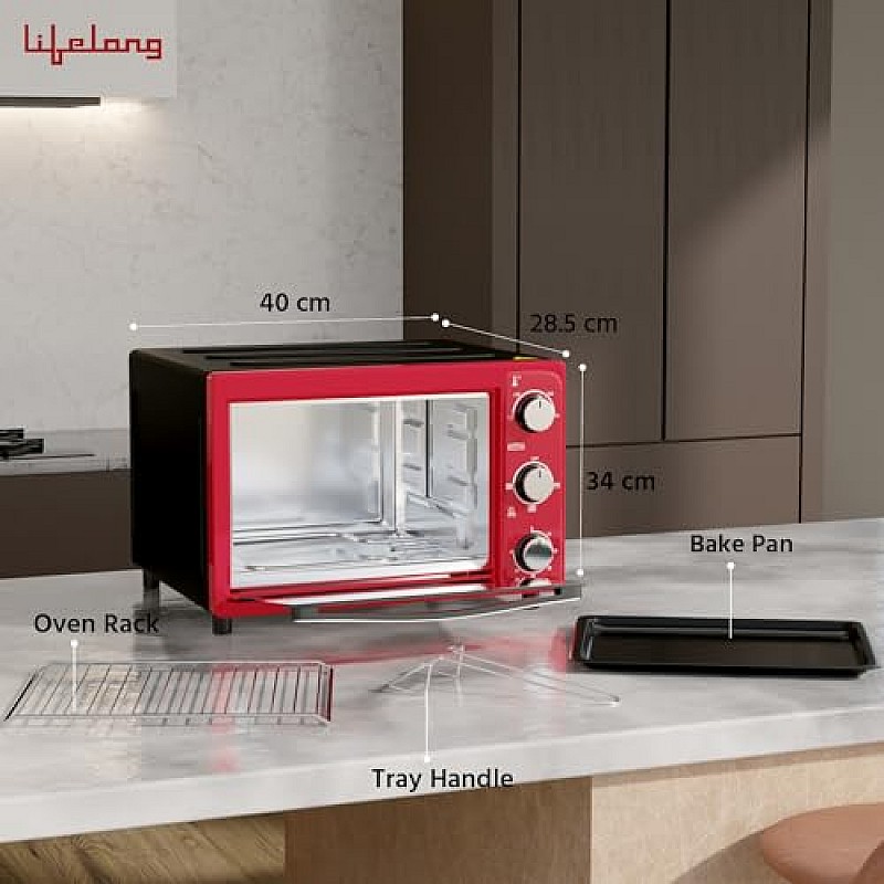 Lifelong OTG 9 Litre Electric Oven Toaster Griller for Kitchen, Contant Temp 1100W LLOT09