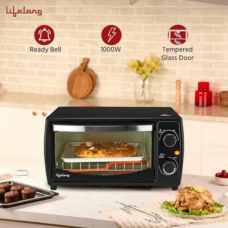 Lifelong OTG 9 Litre Electric Oven Toaster Griller for Kitchen, Contant Temp 1100W LLOT09