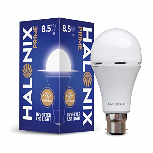 Halonix 8.5 Watt B22 LED White Rechargeable Emergency light Inverter Bulb, Pack of 3 White Halonix 8.5 Watt B22 LED White Rechargeable Emergency light Inverter Bulb, Pack of 3 White