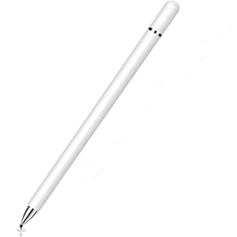 Dyazo Aluminum Super Light Weight Capacitive Stylus Pen for Touch Screen Devices with Fine Point Disc Compatible with All iOS and  (White)