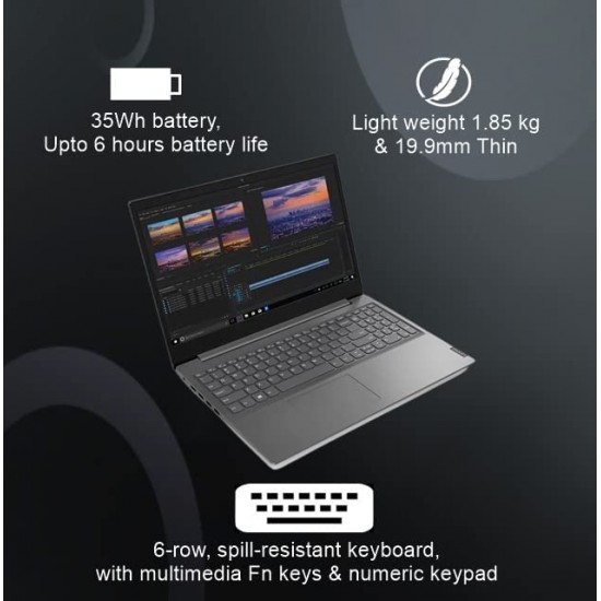 Lenovo V15 Intel Celeron N4500 15.6" (39.62 cm) FHD (1920x1080) Antiglare 250 Nits Thin and Light Laptop (8GB RAM/256GB SSD 82QYA00MIN)