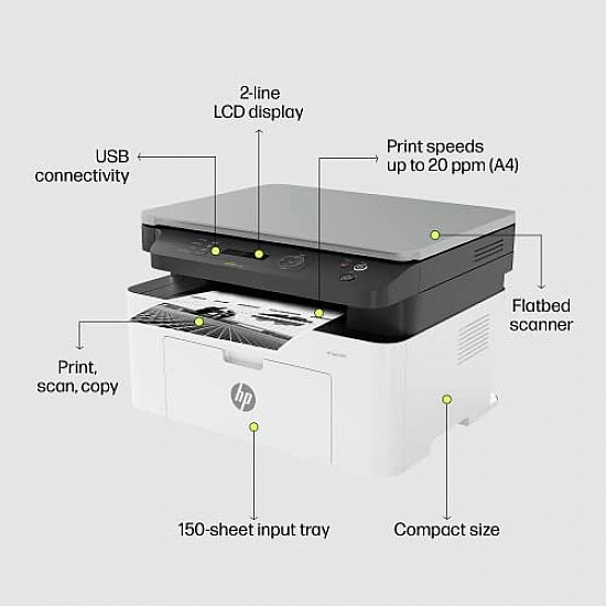 HP Monochrome Laser Printers MFP 1188A, Print, Copy, Scan