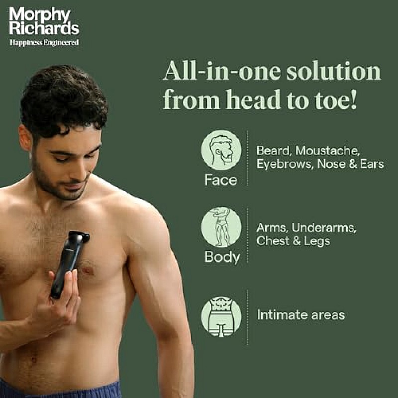 Morphy Richards Kingsman Pro 12-in-1 grooming kit for men Rechargable all in one Men Trimmer Black