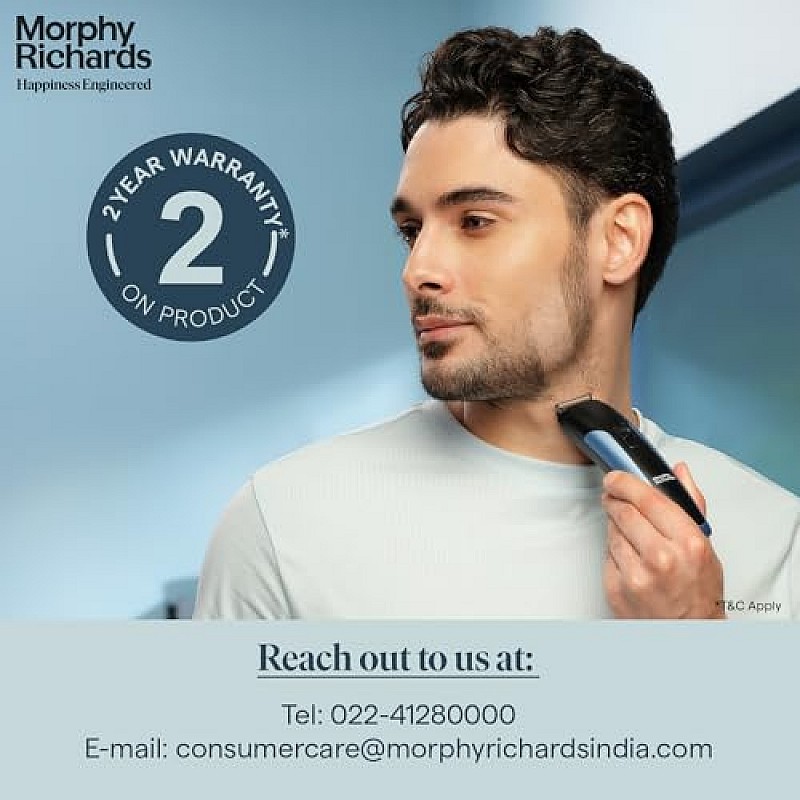 Morphy Richards AstonX BT1110 Beard Trimmer for Men Metallic Blue Black