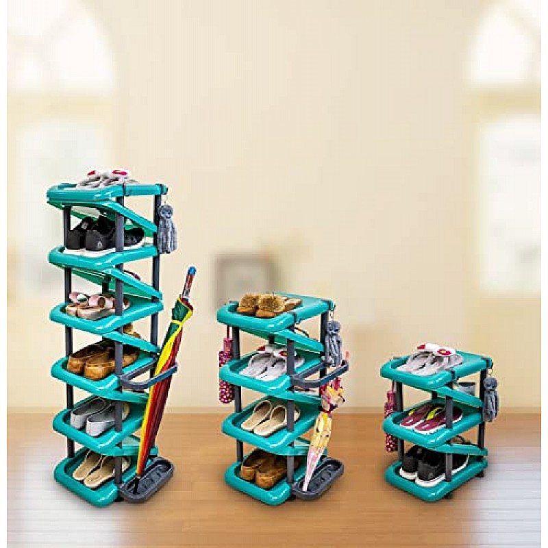 Airtree 4/5/6 Tier Shoe Rack Stackable Shoe Storage Organizer for Bedroom Entryway Adjustable Shoe Rack (Multi Color, Plastic) (5 Tier)