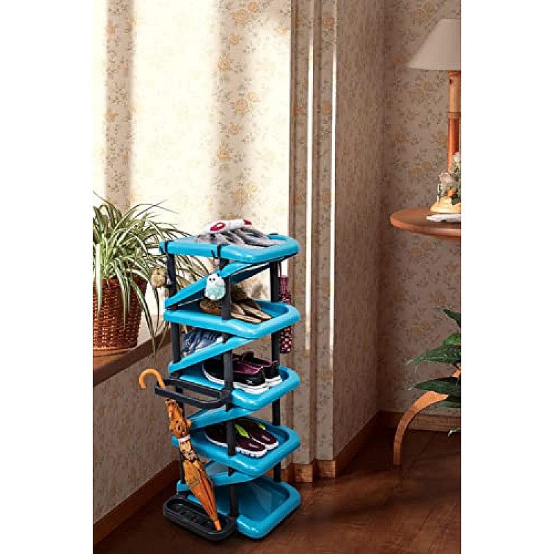 Airtree 4/5/6 Tier Shoe Rack Stackable Shoe Storage Organizer for Bedroom Entryway Adjustable Shoe Rack (Multi Color, Plastic) (5 Tier)