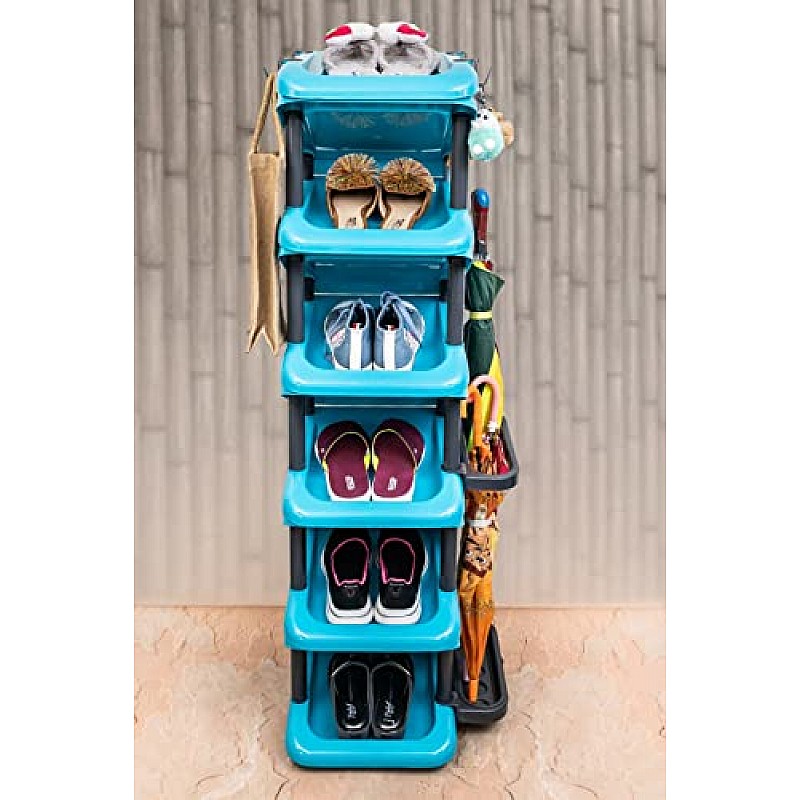 Airtree 4/5/6 Tier Shoe Rack Stackable Shoe Storage Organizer for Bedroom Entryway Adjustable Shoe Rack (Multi Color, Plastic) (5 Tier)