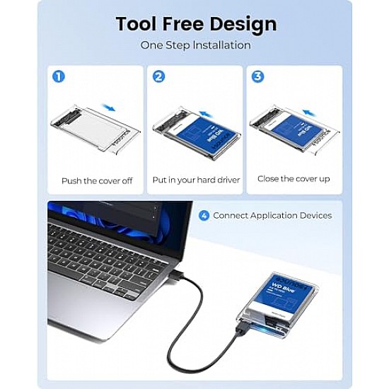 Sounce 2.5" SATA SSD Enclosure Transparent Case