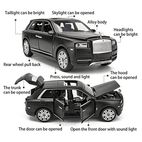 Jack Royal 1:24 Scale Die-Cast Rollls Cullinan with 6 Openable Doors Working Lights And Music, Pack of 1 Jack Royal 1:24 Scale Die-Cast Rollls Cullinan with 6 Openable Doors Working Lights And Music, Pack of 1