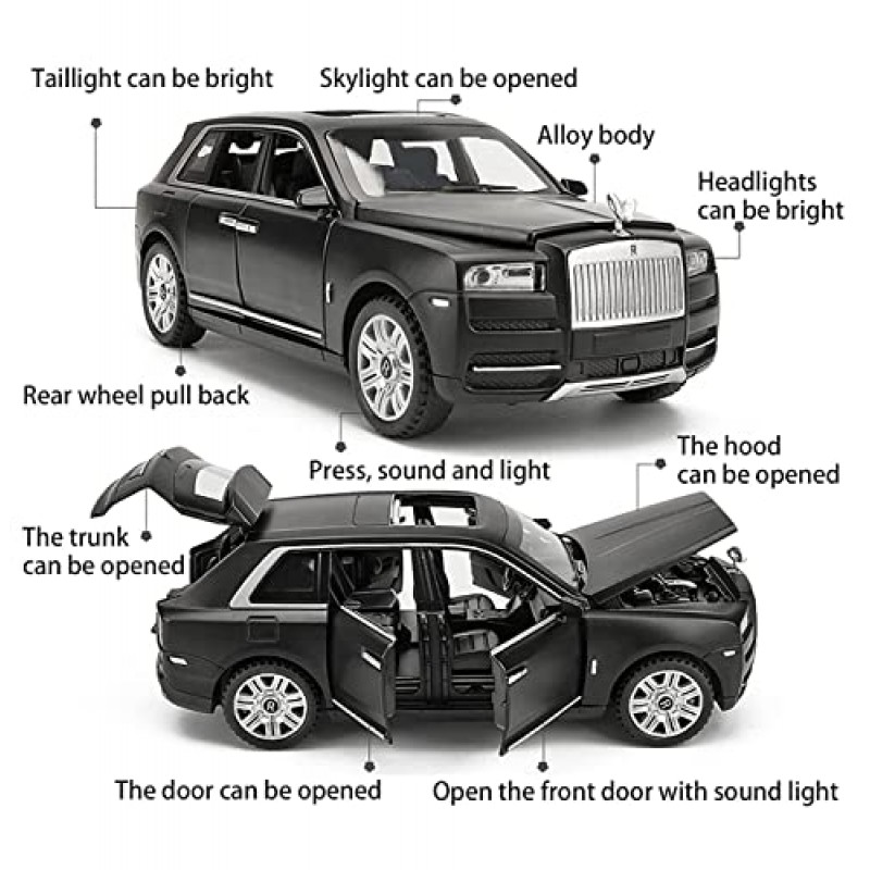 Jack Royal 1:24 Scale Die-Cast Rollls Cullinan with 6 Openable Doors Working Lights And Music, Pack of 1