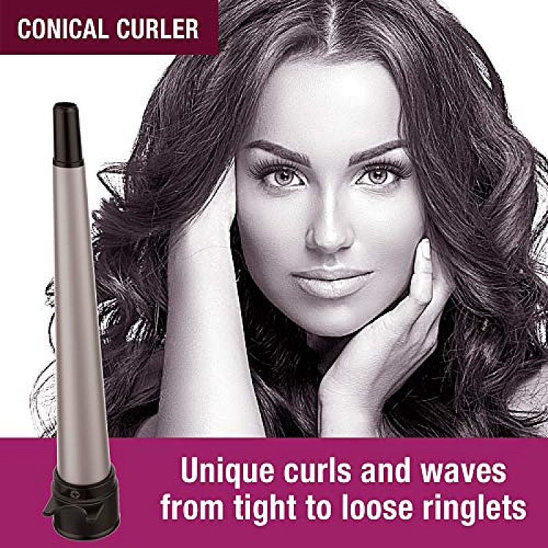 Havells 5-in-1 Multi Styling Kit Straightener, Curler, Crimper, Conical Curler and Volume Brush for Multiple Hair Styles Silver Black  HC4045