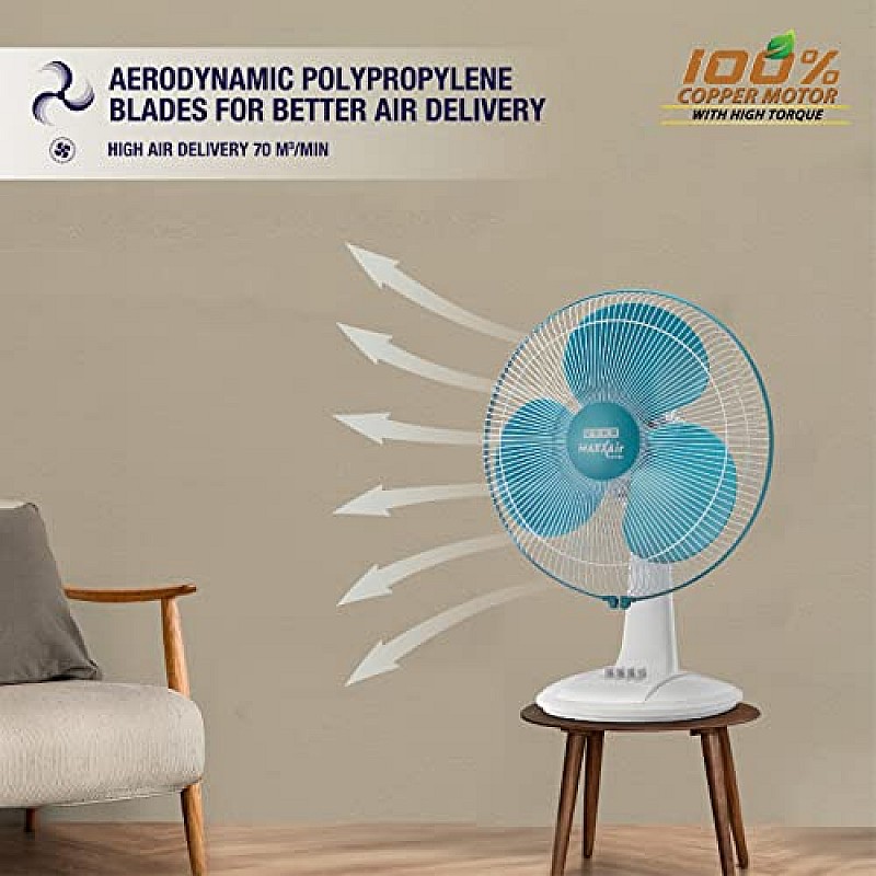 USHA Maxx Air Ultra 400MM Table Fan (Light Blue)