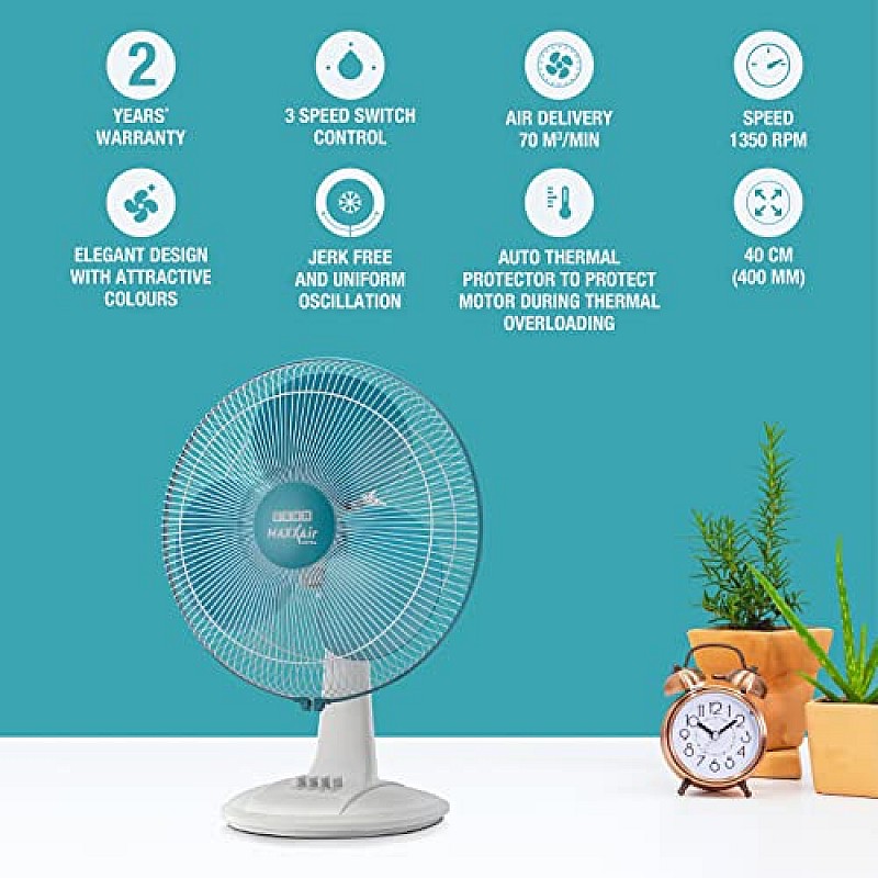 USHA Maxx Air Ultra 400MM Table Fan (Light Blue)