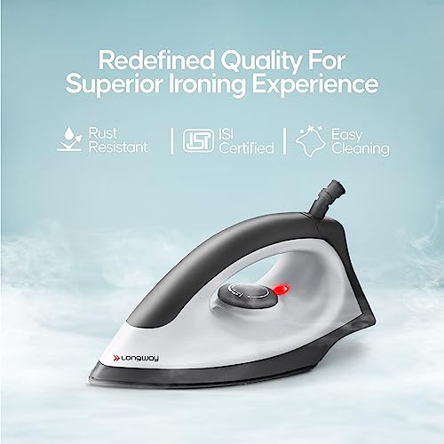 Longway Kwid Light Weight Non-Stick Teflon Coated Dry Iron, Electric Iron for Clothes (1100 Watt, Black) Longway Kwid Light Weight Non-Stick Teflon Coated Dry Iron, Electric Iron for Clothes (1100 Watt, Black)
