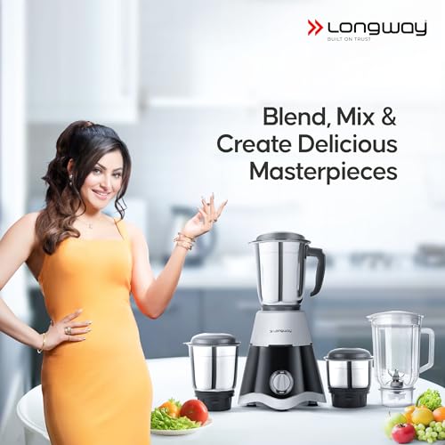 Longway Super Dlx 750 Watt Juicer Mixer Grinder with 4 Jars for Grinding, Mixing, Juicing Black Gray, 4 Jars Longway Super Dlx 750 Watt Juicer Mixer Grinder with 4 Jars for Grinding, Mixing, Juicing Black Gray, 4 Jars