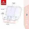 Attro Bento 3 Compartment Stainless Steel Lunch Box with Steel Cutlery Inside 750 ml Pink