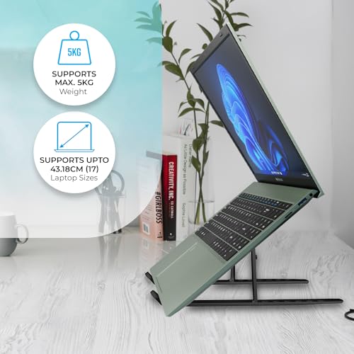 Zebronics-NS1500 Laptop Stand Featuring Foldable Design, Anti-Slip Silicone Rubber Pads, Supports Maximum of 5kgs Weight Tabletop Zebronics-NS1500 Laptop Stand Featuring Foldable Design, Anti-Slip Silicone Rubber Pads, Supports Maximum of 5kgs Weight Tabletop