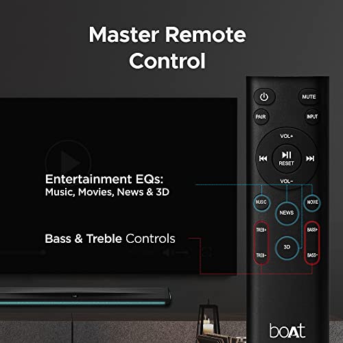 boAt Aavante Bar Stark Bluetooth Soundbar with 160W RMS Signature Sound, 2.1 Channel w/Wireless (Premium Black) boAt Aavante Bar Stark Bluetooth Soundbar with 160W RMS Signature Sound, 2.1 Channel w/Wireless (Premium Black)